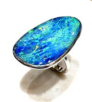 Anello Donna Opali in Oro bianco Opale OPALE NERO AUSTRALIA CT 14.45